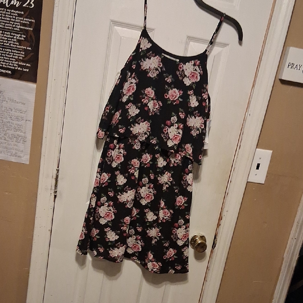 Cloud And Sky Floral Black Dress